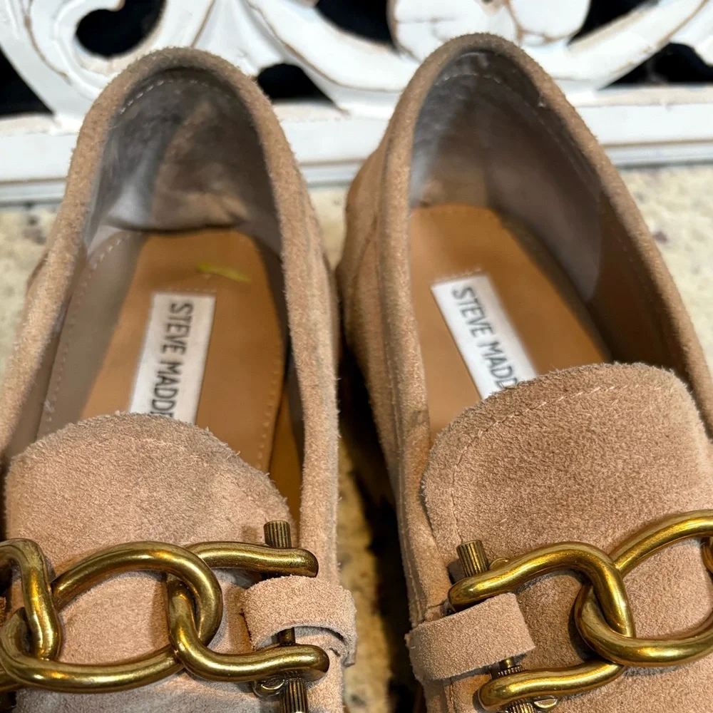 Steve Madden Karmine Suede Loafers Size 9 Tan